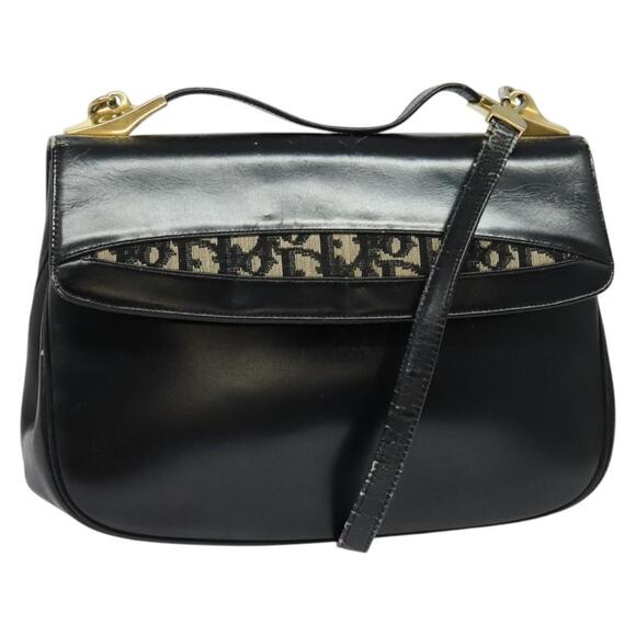 DIOR Hand Bag Leather Black Gold - Picture 1 of 13